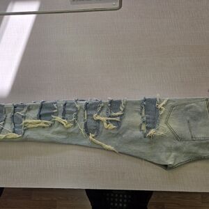 Stylish Men's Distressed Skinny Jeans in Light Blue